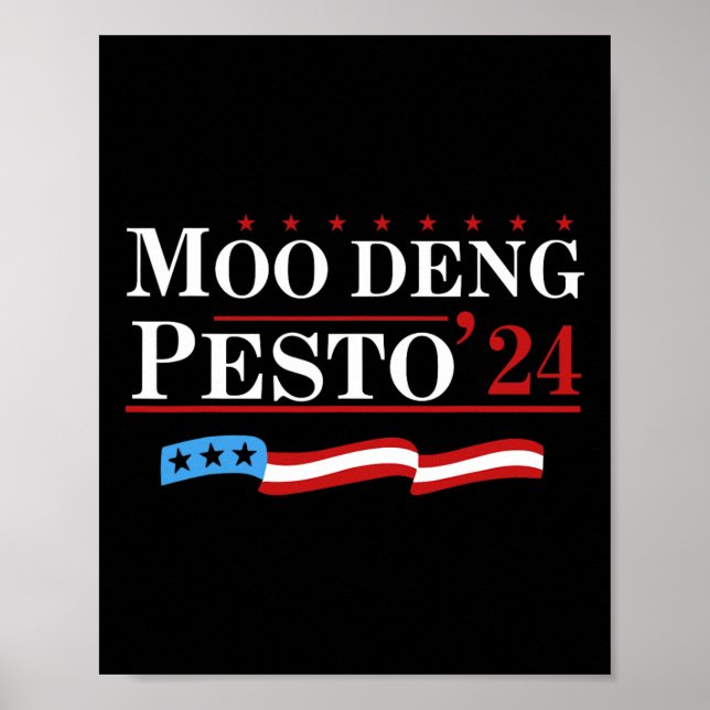 Funny Moo Deng Pesto 24 Penguin Ba Poster (Vorne)