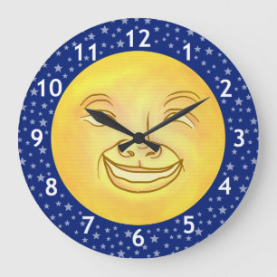 Funny Moon Man Außenraum Vintag Große Wanduhr