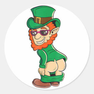 Funny Mooning Leprechaun Hintern St Patrick's Day Runder Aufkleber