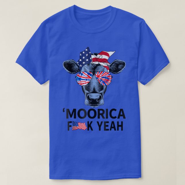 Funny Moorica Kuh 4. Juli Moo Patriotic Bauer T-Shirt (Design vorne)