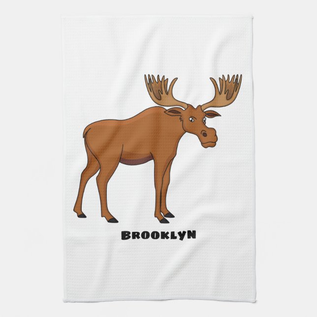 Funny moose cartoon illustration geschirrtuch (Vertikal)