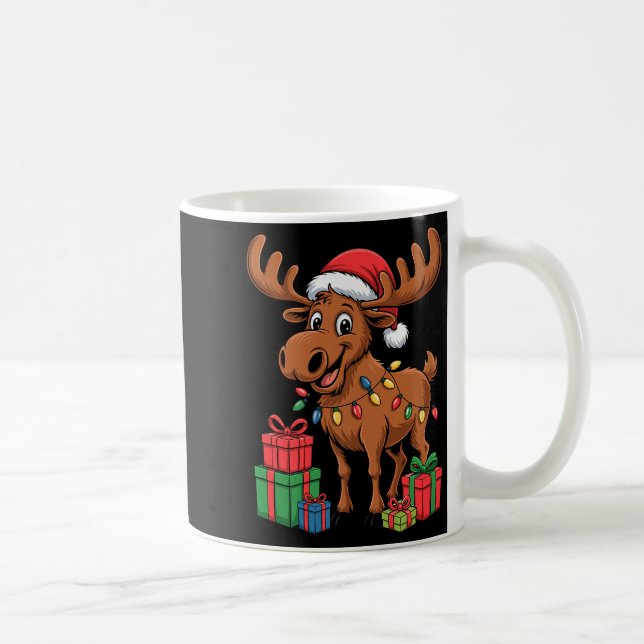 Funny Moose Santa Hat Animals Lovers Ugly Christma Kaffeetasse (Rechts)