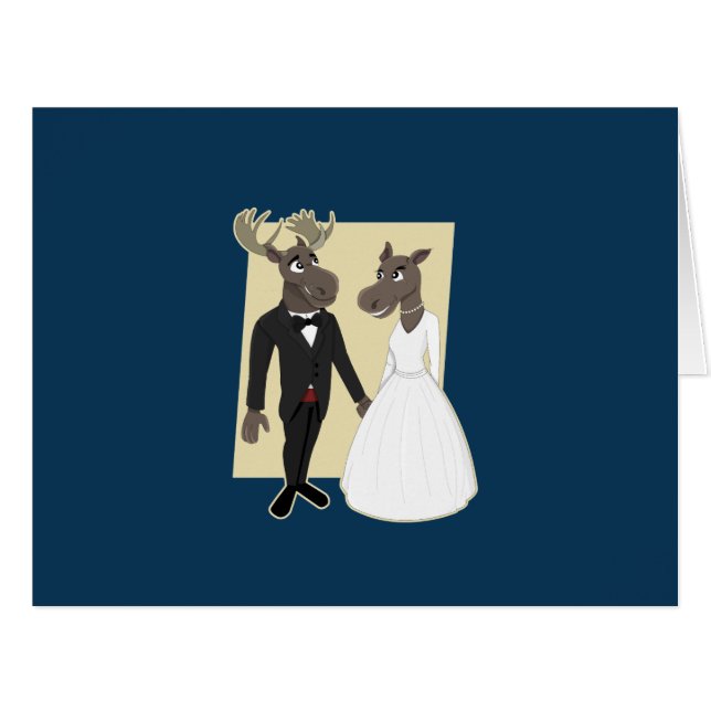 Funny Moose Wedding Cartoon (Vorderseite (Horizontal))