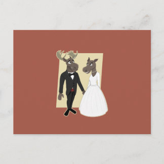 Funny Moose Wedding Cartoon Postkarte