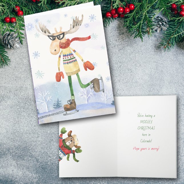 Funny Moosey Colorado Weihnachtsgrußkarte Karte (Von Creator hochgeladen)