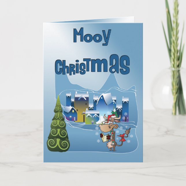 Funny Mooy Christmas Cow Card Feiertagskarte (Vorderseite)