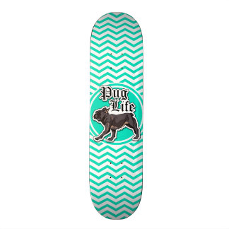 Funny Mops; Aqua Zickzack Skateboard