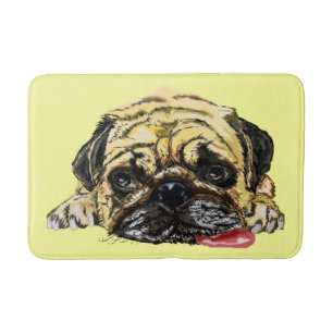 Funny Mops Dog Bath Mat - Ihre Farben - Text Badematte