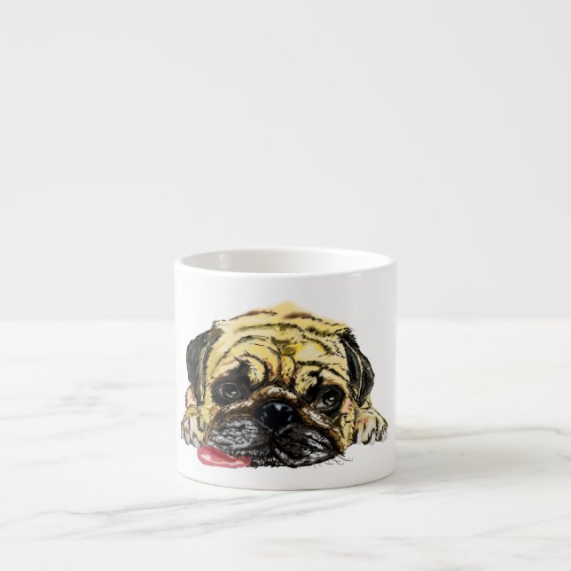 Funny Mops Dog Esspresso Tasse (Vorderseite)
