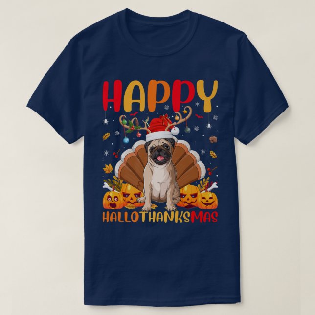 Funny Mops Dog Lover Happy Mops HelloDankeMas  T-Shirt (Design vorne)