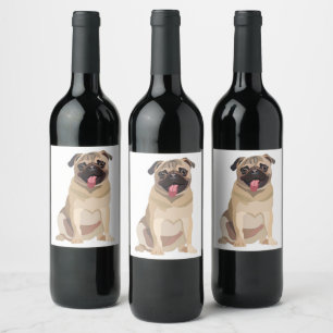Funny Mops Dog Pet Lover   Geschenk für Lover Weinetikett