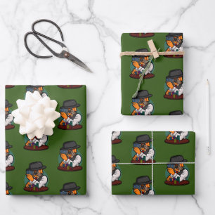 Funny Mops Dog Playing Black Jack 21 Rauchen Geschenkpapier Set