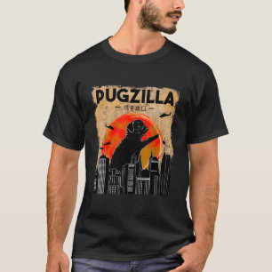 Funny Mops Dog Pugzilla Weihnachtsgeschenke für Mo T-Shirt