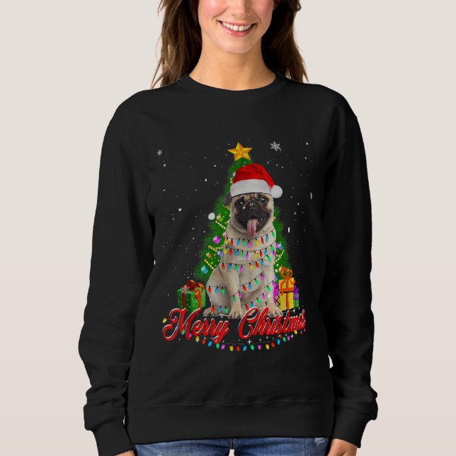 Funny Mops Dog Weihnachts-T-Shirt Weihnachten Lich Sweatshirt (Vorderseite)