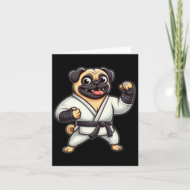 Funny Mops Doing Karate Martial Arts Karte (Vorderseite)