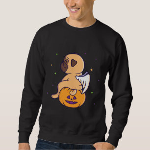 Funny Mops Engel sitzend auf dem Kürbis Classic T- Sweatshirt