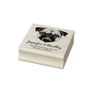 Funny Mops Face Individuelle Name Rücksendeadress Gummistempel