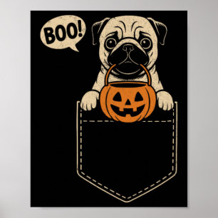 Funny Mops Halloween Niedlicher Mops Dog Pocket Bo Poster
