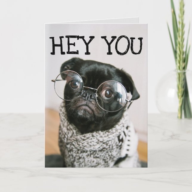 FUNNY MOPS HUND BIRTHDAY GREETING CARDS KARTE (Vorderseite)