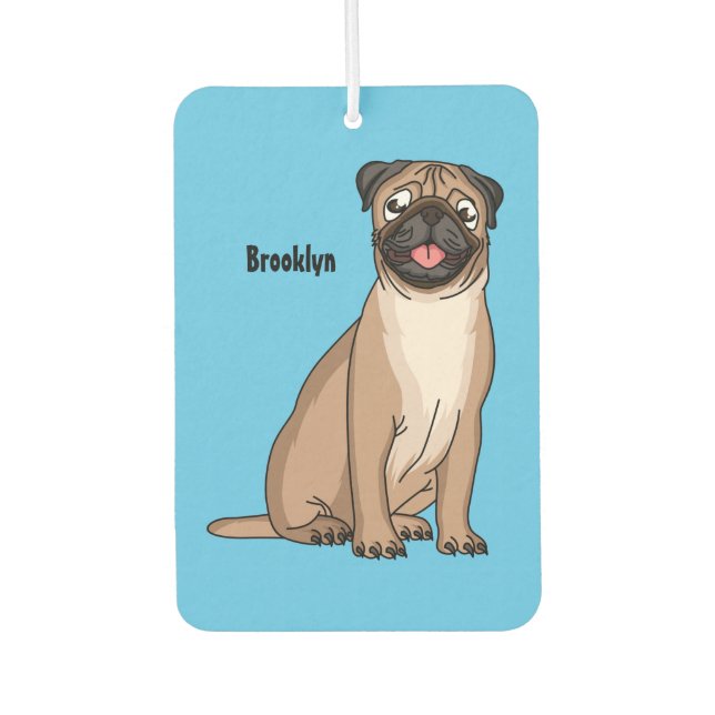 Funny Mops Hund Cartoon Illustration Autolufterfrischer (Vorderseite)