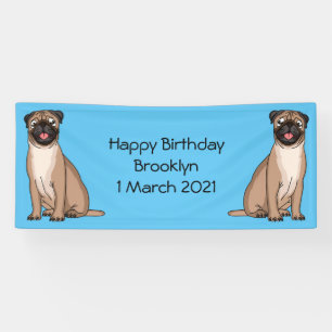 Funny Mops Hund Cartoon Illustration Banner