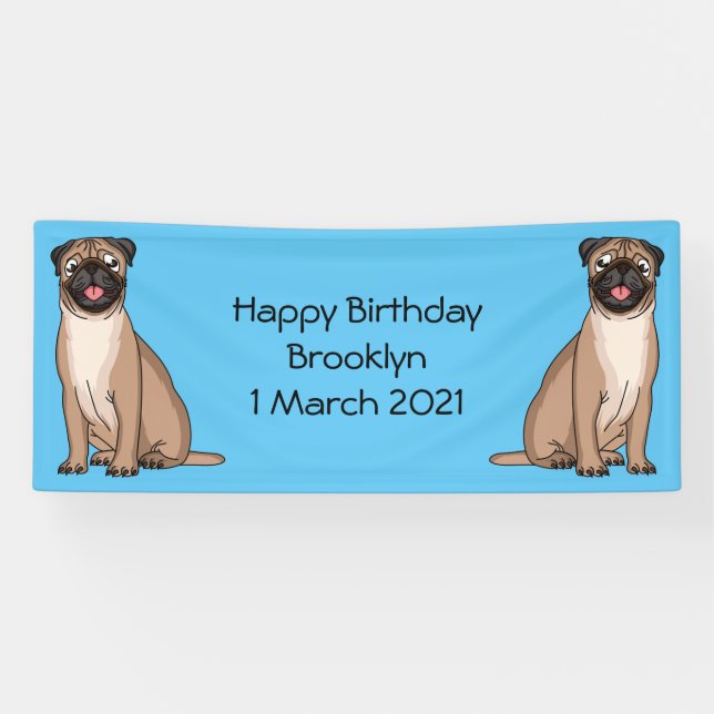 Funny Mops Hund Cartoon Illustration Banner (Horizontal)