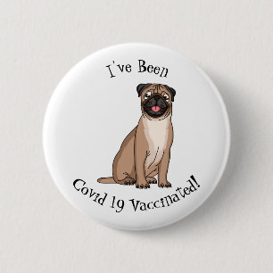 Funny Mops Hund Cartoon Illustration Button