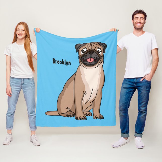 Funny Mops Hund Cartoon Illustration Fleecedecke (Beispiel)