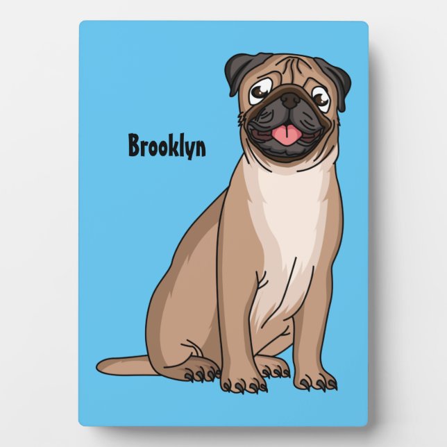 Funny Mops Hund Cartoon Illustration Fotoplatte (Vorderseite)