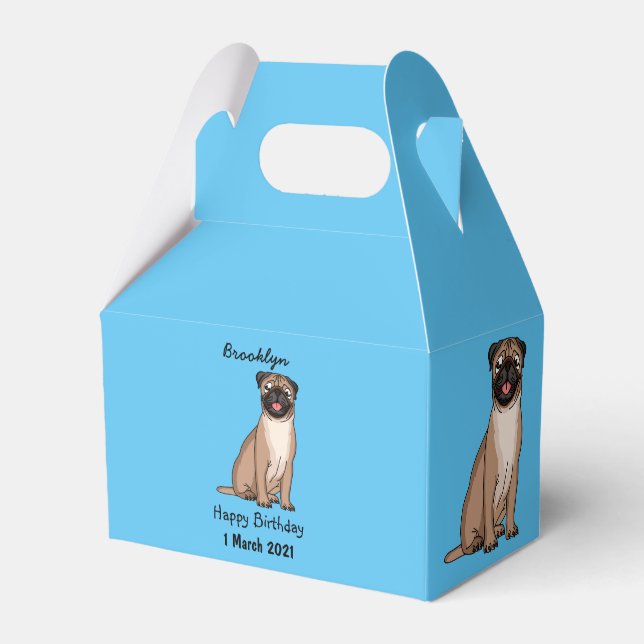 Funny Mops Hund Cartoon Illustration Geschenkschachtel (Vorderseite)