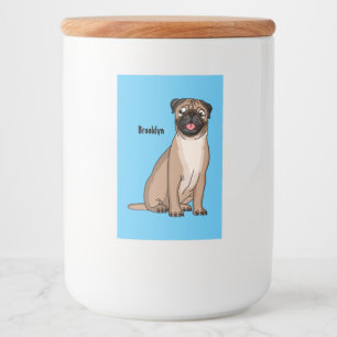 Funny Mops Hund Cartoon Illustration Lebensmitteletikett