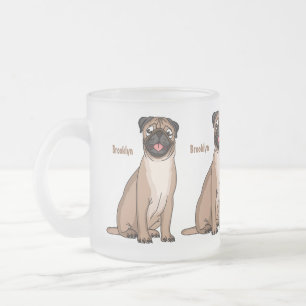 Funny Mops Hund Cartoon Illustration Mattglastasse
