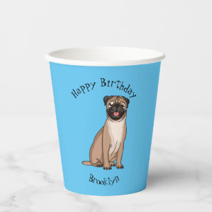 Funny Mops Hund Cartoon Illustration Pappbecher