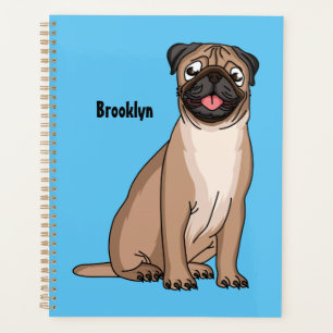 Funny Mops Hund Cartoon Illustration Planer