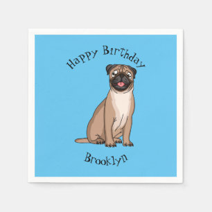 Funny Mops Hund Cartoon Illustration Serviette