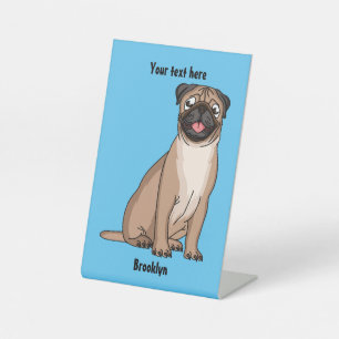 Funny Mops Hund Cartoon Illustration Sockelschild