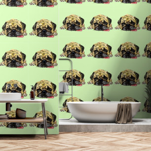 Funny Mops Hund mit benutzerdefinierten Farben Tapete