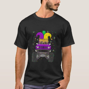 Funny Mops Hunde fahren Monster Truck Jester Hat F T-Shirt