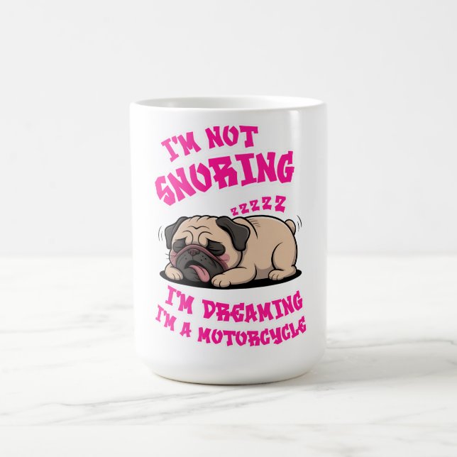 Funny Mops Schnarchen Motorrad Biker Dog Lover Ges Verwandlungstasse (Zentrum)