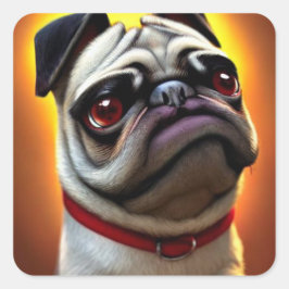 Funny Mops Square Sticker