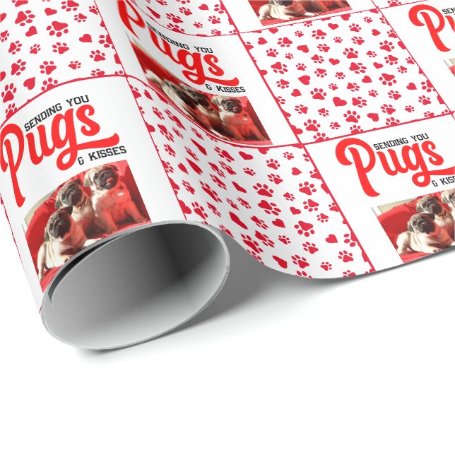 Funny Mops Weihnachts-Dock Foto Niedliche Welpe Geschenkpapier (Rolleneckpunkt)