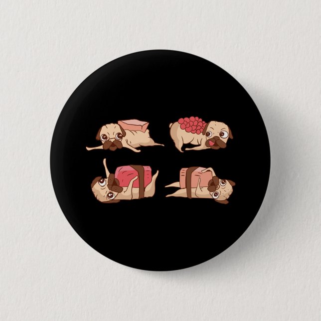 Funny Möpse Feinschmecker Design Button (Vorderseite)
