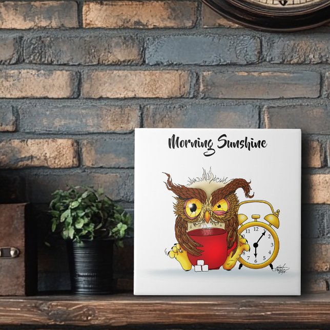 Funny Morning Cranking Owl Fliese (Von Creator hochgeladen)