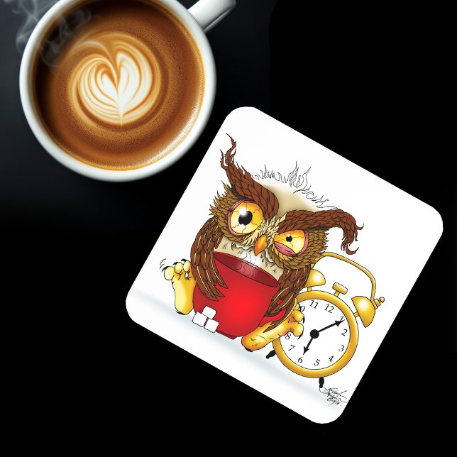 Funny Morning Cranking Owl Untersetzer (Von Creator hochgeladen)