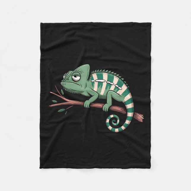 Funny Morning Person Coffee Lover Chameleon  Fleecedecke (Vorderseite)