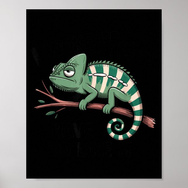 Funny Morning Person Coffee Lover Chameleon  Poster (Vorne)