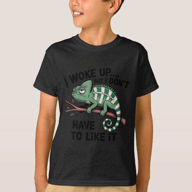 Funny Morning Person Coffee Lover Chameleon  T-Shirt (Vorderseite)
