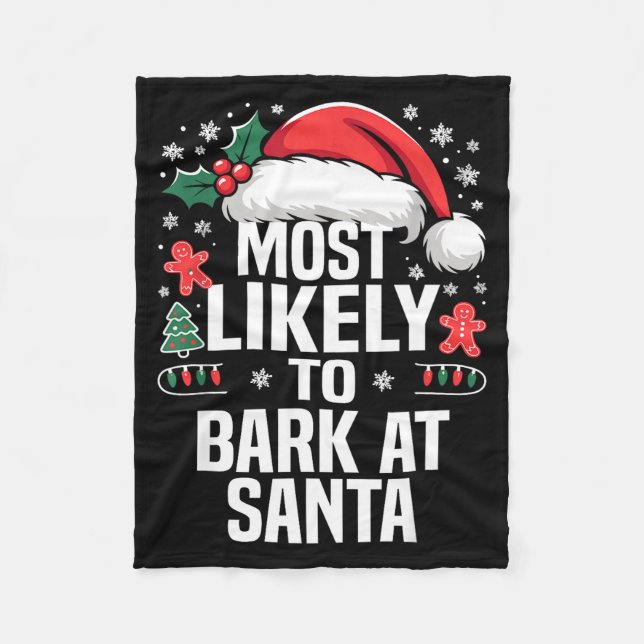 Funny Most Likely To Christmas Family Pajama Match Fleecedecke (Vorderseite)