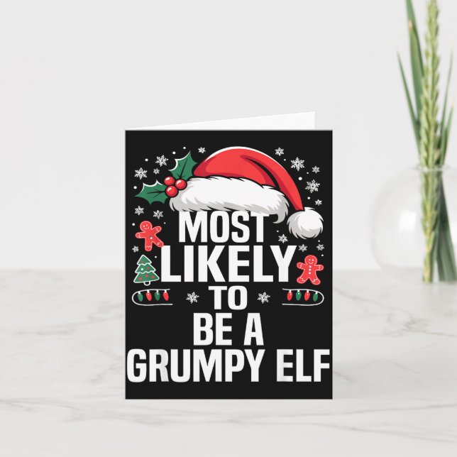 Funny Most Likely To Christmas Family Pajama Match Karte (Vorderseite)