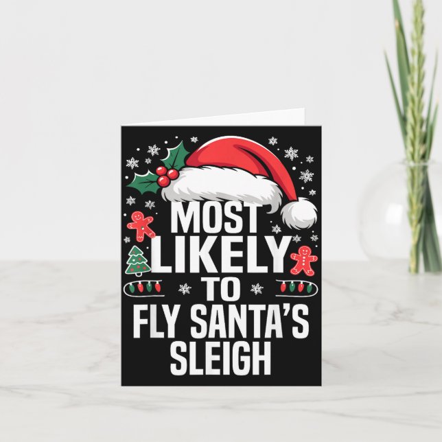 Funny Most Likely To Christmas Family Pajama Match Karte (Vorderseite)